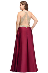A-Line V-neck Plus size Long Sleeveless Evening Dresses with Appliques